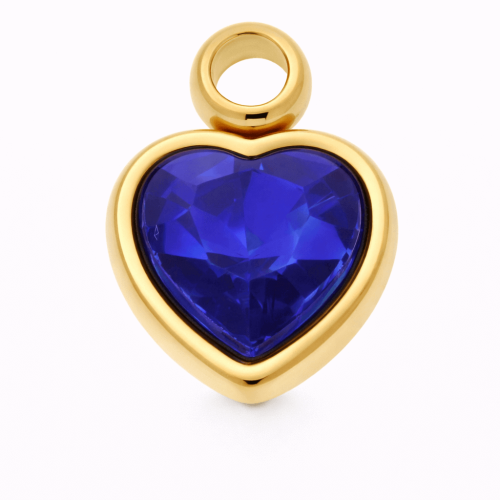 CHARMS UNIWERSALNY ZŁOTE SERCE NIEBIESKI KRYSZTAŁ DO BRANSOLETEK I NASZYJNIKÓW