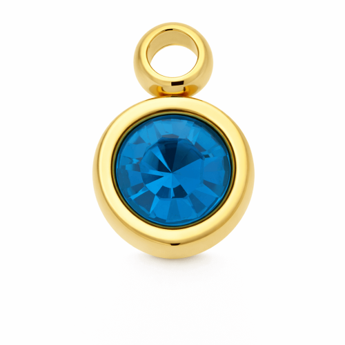 CHARMS UNIWERSALNY ZŁOTE KÓŁKO NIEBIESKI KRYSZTAŁ DO BRANSOLETEK I NASZYJNIKÓW   