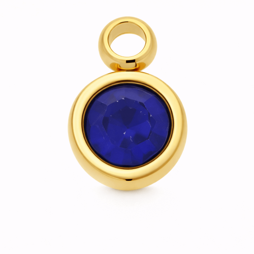 CHARMS UNIWERSALNY ZŁOTE KÓŁKO CIEMNO NIEBIESKI KRYSZTAŁ DO BRANSOLETEK I NASZYJNIKÓW  