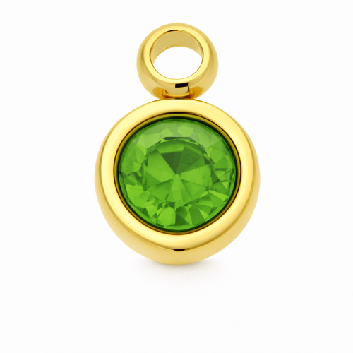 CHARMS UNIWERSALNY ZŁOTE KÓŁKO JASNO ZIELONY KRYSZTAŁ DO BRANSOLETEK I NASZYJNIKÓW 