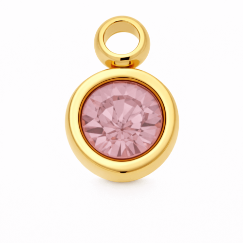 CHARMS UNIWERSALNY ZŁOTE KÓŁKO KRYSZTAŁ PUDROWY RÓŻ DO BRANSOLETEK I NASZYJNIKÓW 