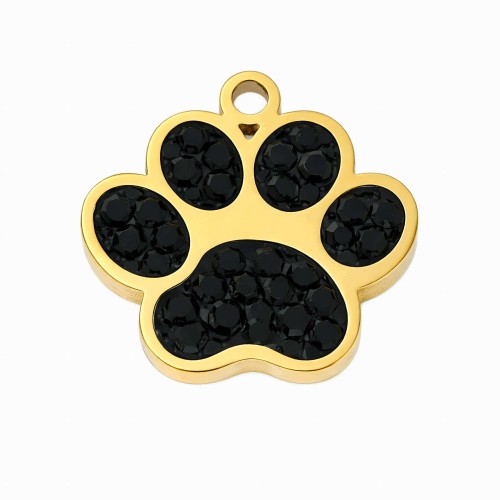 CHARMS UNIWERSALNY ZŁOTA ŁAPKA CZWORONOGA CZARNE KAMIENIE DO BRANSOLETEK I NASZYJNIKÓW 