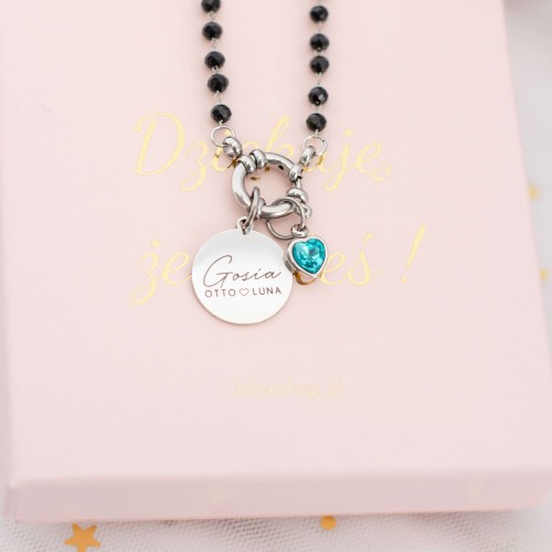 Naszyjnik personalizowany z grawerem prezent dla mamy zawieszki charms