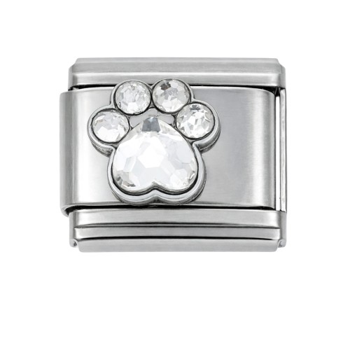 CHARMS MODUŁ OGNIWKO DO BRANSOLETKI MODUŁOWEJ SREBRNY  KRYSZTAŁOWA ŁAPKA CZWORONOGA