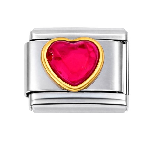 CHARMS MODUŁ OGNIWKO DO BRANSOLETKI MODUŁOWEJ SREBRNY  KRYSZTAŁOWE RÓŻOWE DUŻE SERCE  