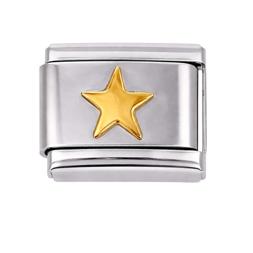 CHARMS MODUŁ OGNIWKO DO BRANSOLETKI MODUŁOWEJ SREBRNY ZŁOTA GWIAZDKA