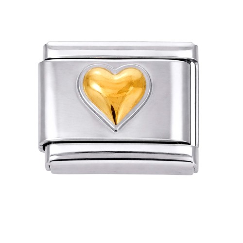 CHARMS MODUŁ OGNIWKO DO BRANSOLETKI MODUŁOWEJ SREBRNY SERCE ZŁOTE