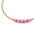 Naszyjnik z jadeitem różowy damski złoty
