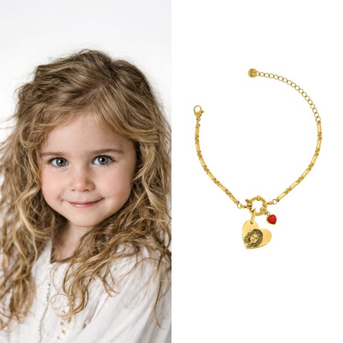 BRANSOLETKA DLA MAMY ZE ZDJĘCIEM DZIECKA PERSONALIZOWANY PREZENT STAL 316L