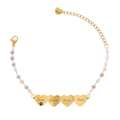 PREZENT DLA MAMY BRANSOLETKA Z IMIONAMI DZIECI SERCA PERSONALIZOWANA 