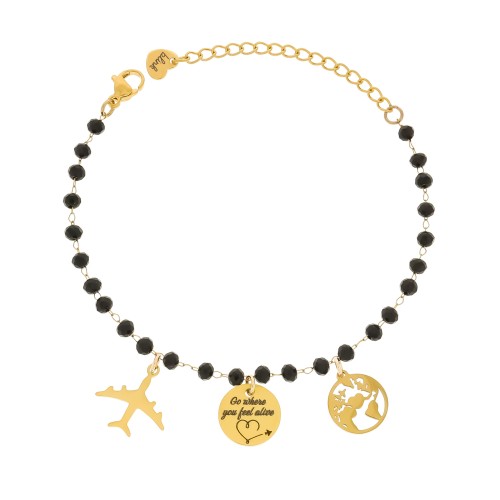 BRANSOLETKA PODRÓŻNICZA DAMSKA CHARMS SAMOLOT KULA ZIEMSKA TRAVEL PREZENT