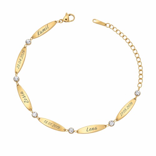 ELEGANCKA BRANSOLETKA DLA MAMY PERSONALIZOWANA IMIONA DZIECI DATY GRAWER 