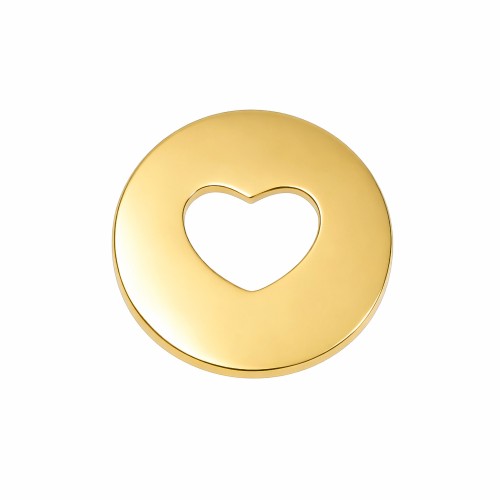ZŁOTA ZAWIESZKA SERCE DO NASZYJNIKA OKRĄGŁA Z WYCIĘCIEM