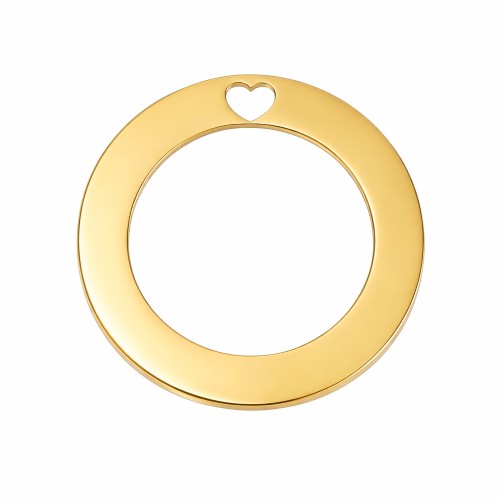 Zawieszka koło z sercem złota – ażurowa do naszyjnika