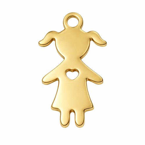 Zawieszka dziewczynka złota z sercem – prezent dla mamy