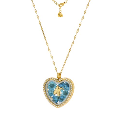 NASZYJNIK SEKRETNIK SERCE Z LITERĄ MEDALION Z KWIATAMI PERSONALIZOWANY PREZENT DLA MAMY