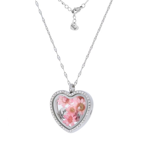 NASZYJNIK SERCE DLA MAMY SEKRETNIK Z INICJAŁAMI I KWIATAMI, PERSONALIZOWANY PREZENT