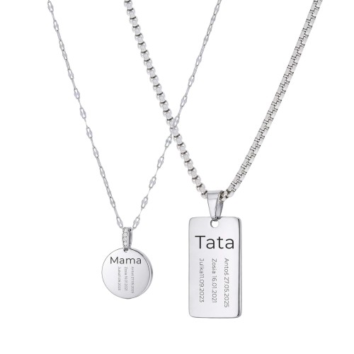 Komplet naszyjników dla mamy i taty z grawerem imion dzieci