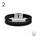 Bransoletka skórzana dla taty – czarna, personalizowana z grawerem, stal 316l, skóra naturalna