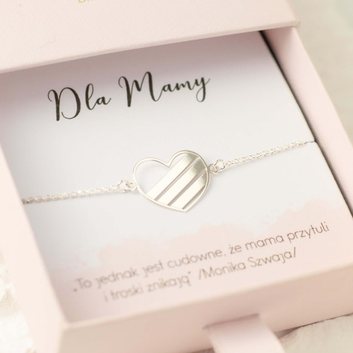 BRANSOLETKA SERCE Z GRAWEREM IMION DZIECI SREBRO 925 PERSONALIZOWANY PREZENT DLA MAMY