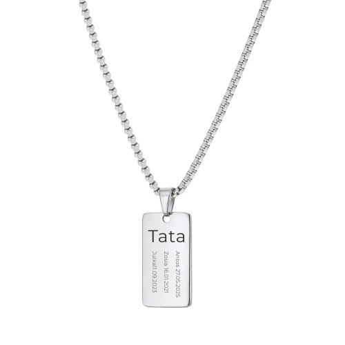 NASZYJNIK DLA TATY Z GRAWEREM IMION DZIECI PERSONALIZOWANY PREZENT STAL SZLACHETNA