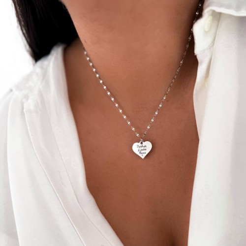 SREBRNY NASZYJNIK DLA MAMY SERCE DZIĘKUJĘ ŻE JESTEŚ MAMO PREZENT DLA MAMY GRAWER