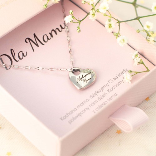 NASZYJNIK SERCE Z GRAWEREM DLA MAMY PERSONALIZOWANY PREZENT Z INICJAŁAMI