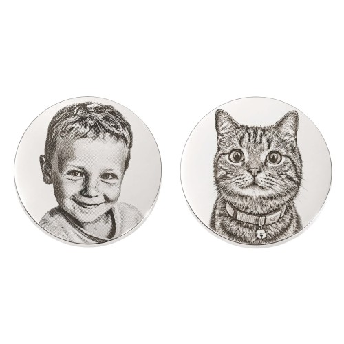 SREBRNA BLASZKA DO SEKRETNIKÓW DWUSTRONNY GRAWER ZDJĘCIA W TECHNICE MONEY PRINT DUŻA 