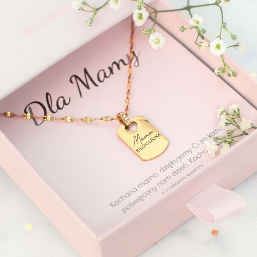 NASZYJNIK DLA MAMY Z IMIONAMI DZIECI PERSONALIZOWANA PROSTOKĄTNA ZAWIESZKA NIEŚMIERTELNIK