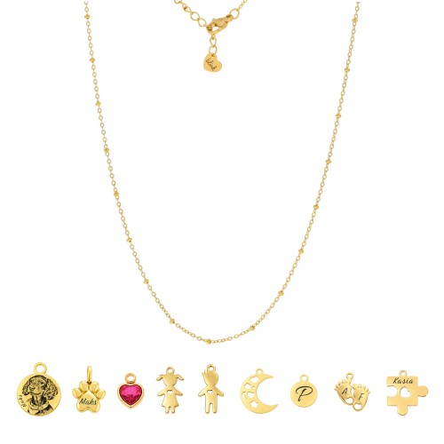 NASZYJNIK BAZA DO ZAWIESZEK PERSONALIZOWANY – ZŁOTY POD CHARMSY I ZAWIESZKI GRAWEROWANE SPLOT SATELLITE CHAIN