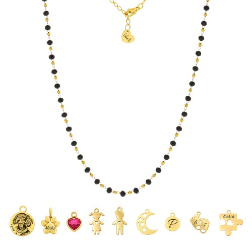 NASZYJNIK DO ZAWIESZEK PERSONALIZOWANY – ZŁOTA BAZA POD CHARMSY I ZAWIESZKI GRAWEROWANE  KORALIKI BLACK GOLD