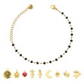 Bransoletka do zawieszek personalizowana – złota baza pod charmsy i zawieszki grawerowane koraliki gold black