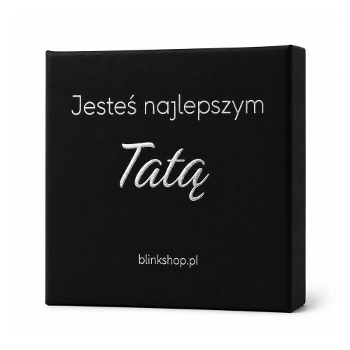PUDEŁKO PREZENTOWE CZARNE SREBRNE TŁOCZENIE JESTEŚ NAJLEPSZYM TATĄ