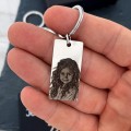 Personalizowany prostokątny brelok dla taty – grawer zdjęcia na stali 316l