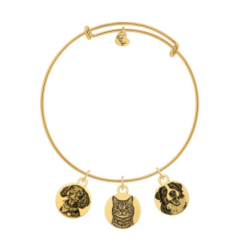  BRANSOLETKA  Z GRAWERAMI ZE ZDJĘCIA PORTRETEM TWOICH PUPILI OBRĘCZ STAL KOLOR ZŁOTY