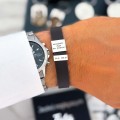 Męska bransoletka ze skóry naturalnej kolor czarny personalizowane blaszki osobisty prezent dla faceta