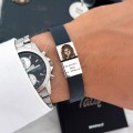 Bransoletka skórzana dla taty z grawerem zdjęcia i dedykacją – personalizowana, ciemny brąz, skóra naturalna