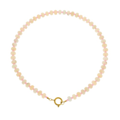 NASZYJNIK KAMIENIE NATURALNE I KOLOROWE KORALIKI LETNI BEŻOWY CHOKER BAZA DO ZAWIESZEK