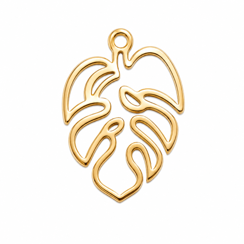 Zawieszka do bransoletki naszyjnika liść monstery gold