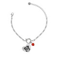 Bransoletka personalizowana z grawerem psa i czerwonym charms