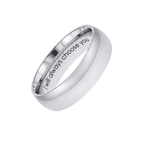 SREBRNY PIERŚCIONEK Z NAPISEM I WILL ALWAYS CHOOSE YOU Z POSREBRZANEJ STALI CHIRURGICZNEJ 316L