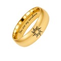 Złoty pierścionek z grawerem you are my sunshine i symbolem słońca z pozłacanej stali chirurgicznej 316l