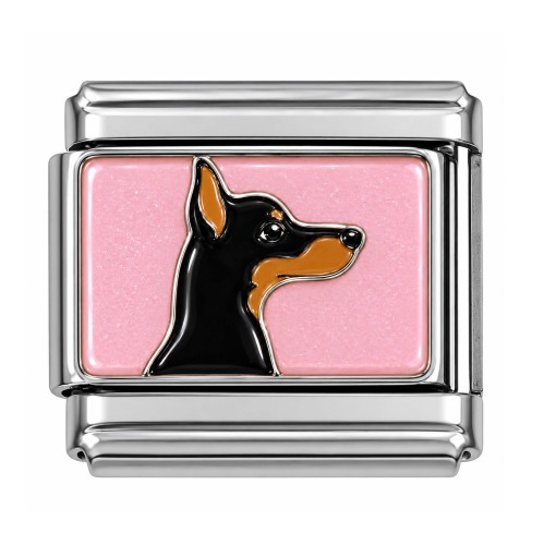 Srebrny charms moduł ogniwko do bransoletki modułowej pies doberman