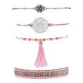 BRANSOLETKI SUMMER BOHO RÓŻOWE CHWOST KORALIKI AŻUROWA