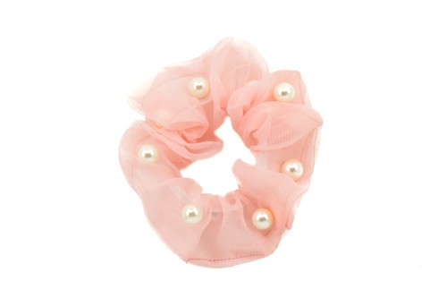 GUMKA DO WŁOSÓW SCRUNCHIE TIULOWA PEREŁKI RÓŻOWA.jpg