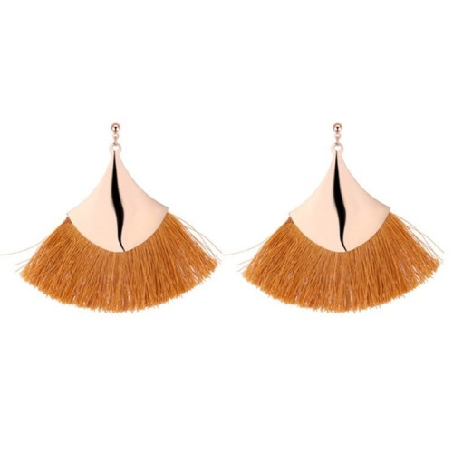 KOLCZYKI BLASZKI CHWOSTY MUSZTARDOWE