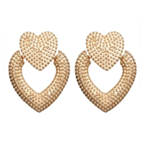 KOLCZYKI PODWÓJNE SERDUSZKA ZŁOTE