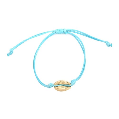 BRANSOLETKA MUSZELKA NA NIEBIESKIM SZNURKU