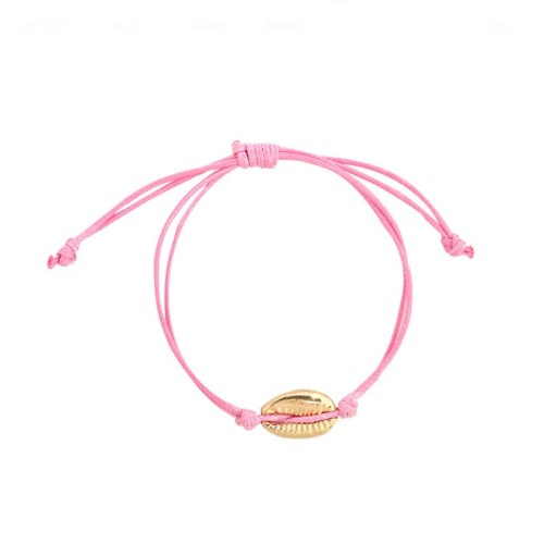 BRANSOLETKA MUSZELKA NA SZNURKU PUDROWY RÓŻ