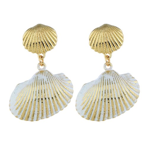 KOLCZYKI MUSZLE PODWÓJNE ZŁOTE